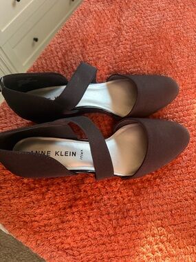 Anne Klein Dark Brown Mary Jane Heels with Elastic Strap